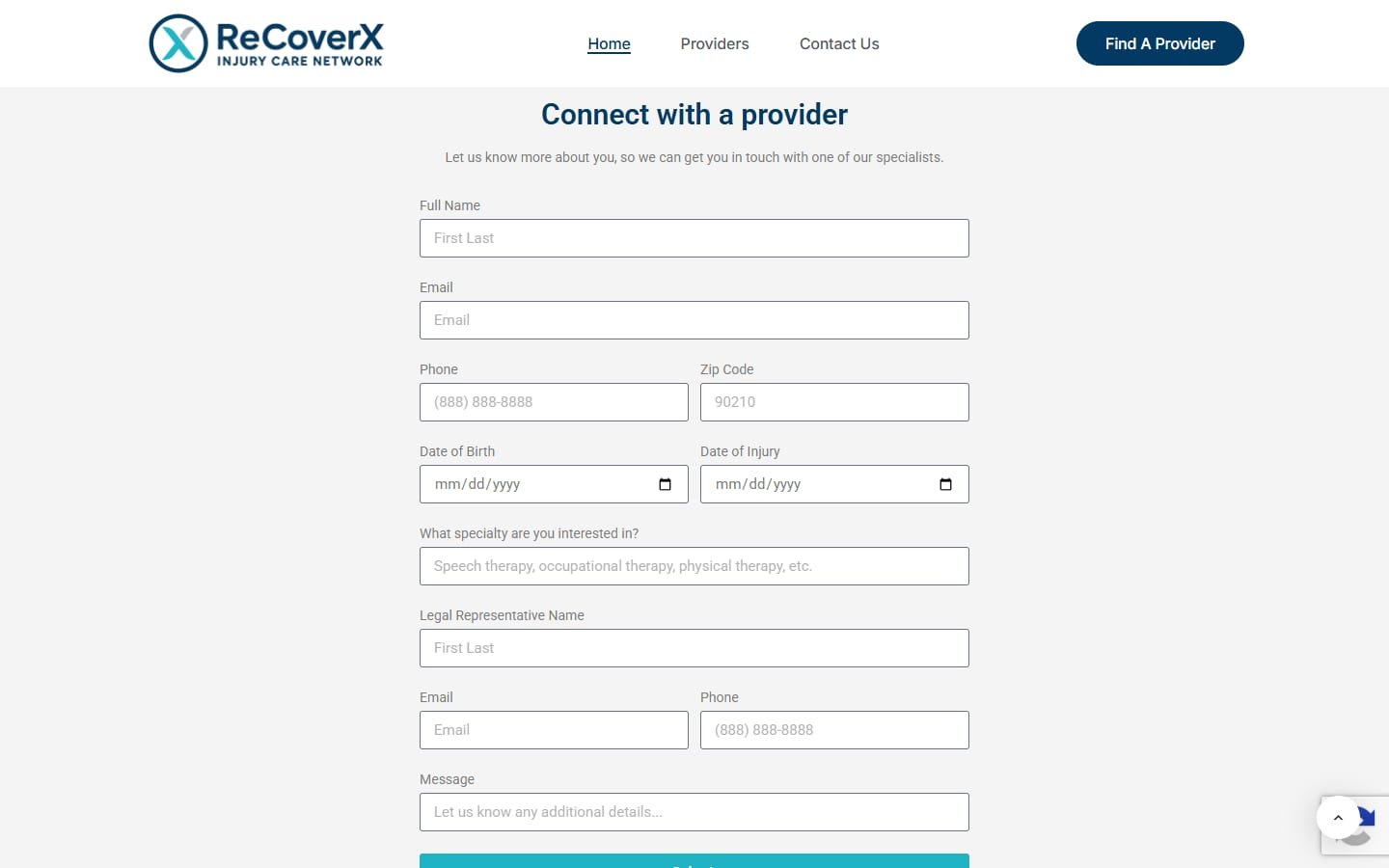 Recoverx Intake Form